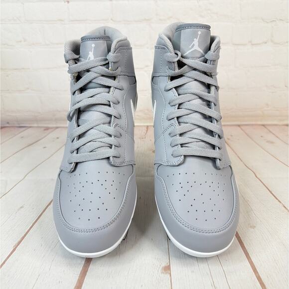 Nike Air Jordan 1 Retro MCS Baseball Cleats Mens Sz 8 Wolf Grey White AV5354-003 - Picture 6 of 10